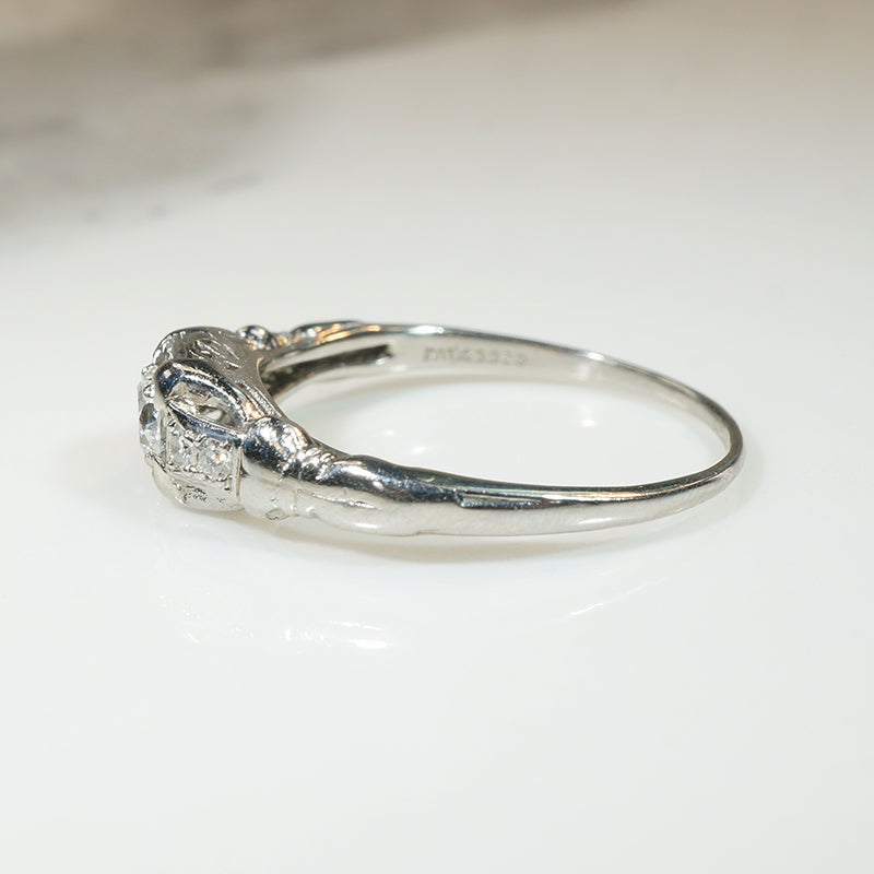 Adorable Art Deco Diamond & Platinum Buckle Ring