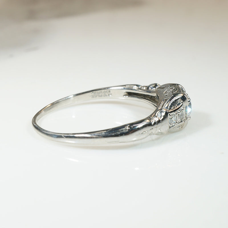 Adorable Art Deco Diamond & Platinum Buckle Ring