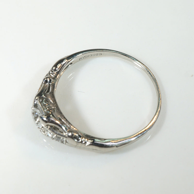 Adorable Art Deco Diamond & Platinum Buckle Ring
