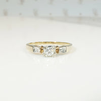 Dainty Retro Diamond & Two-Tone Gold Engagement Ring