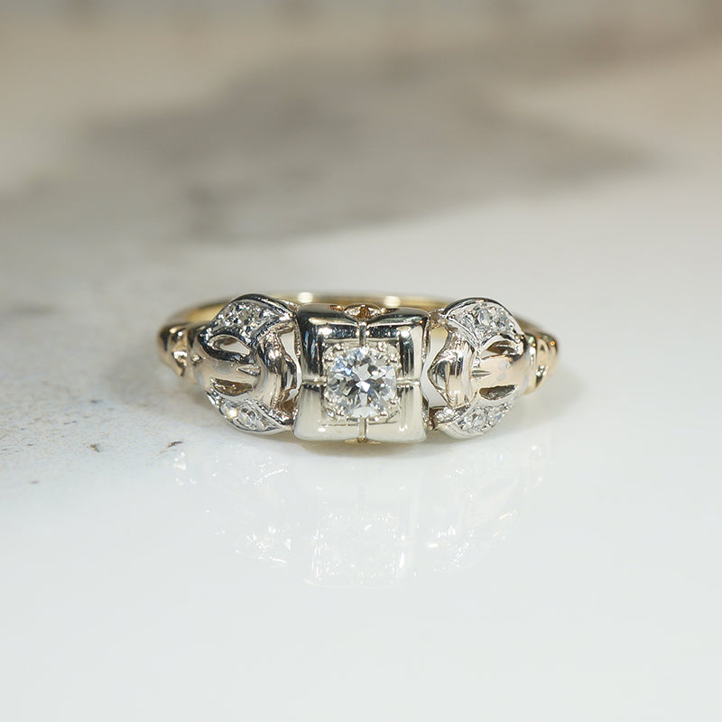 Sweetest 1930s Diamond Buckle Ring