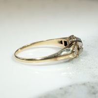 Dainty Two-Tone Art Moderne Diamond Engagement Ring