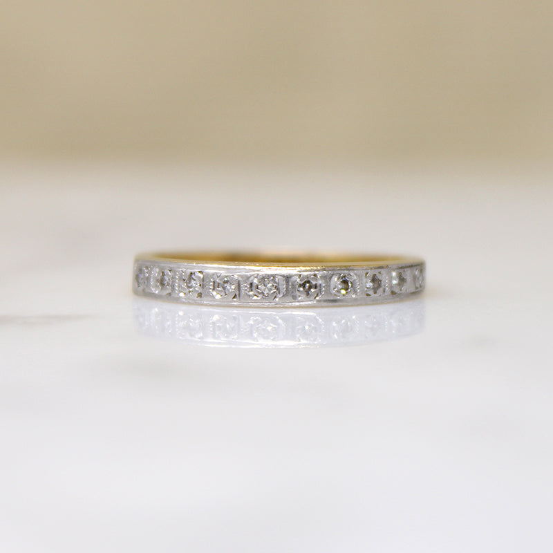 English Deco 18ct Gold & Platinum Diamond Band