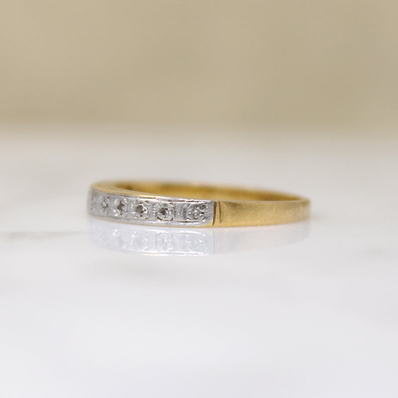 English Deco 18ct Gold & Platinum Diamond Band