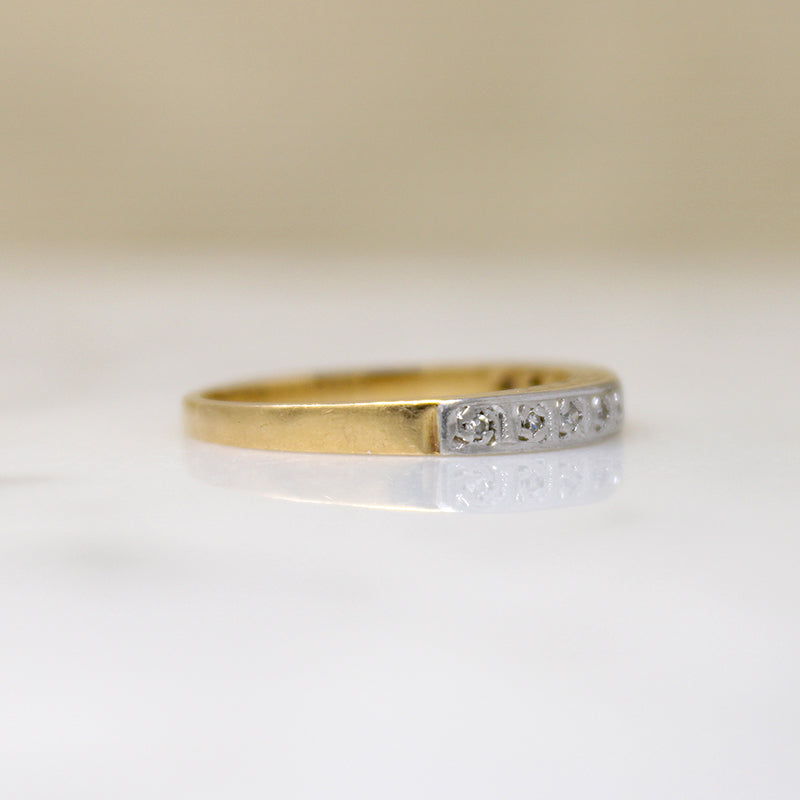 English Deco 18ct Gold & Platinum Diamond Band