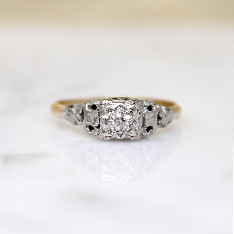 Old European Cut Diamond in Ornate English Ring