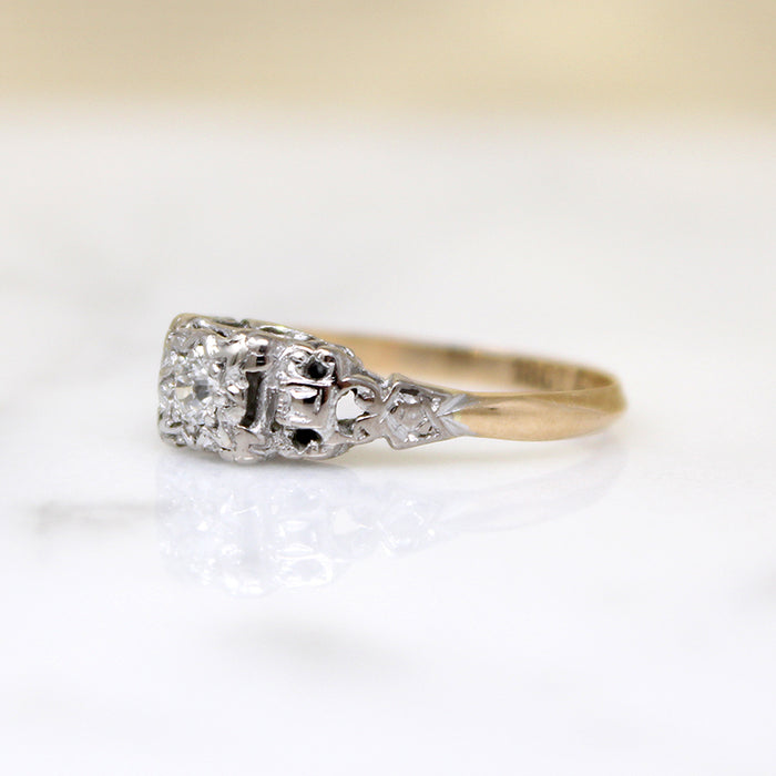 Old European Cut Diamond in Ornate English Ring