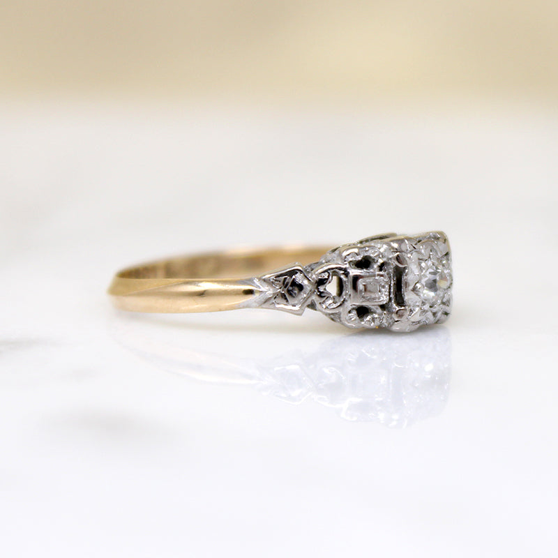 Old European Cut Diamond in Ornate English Ring