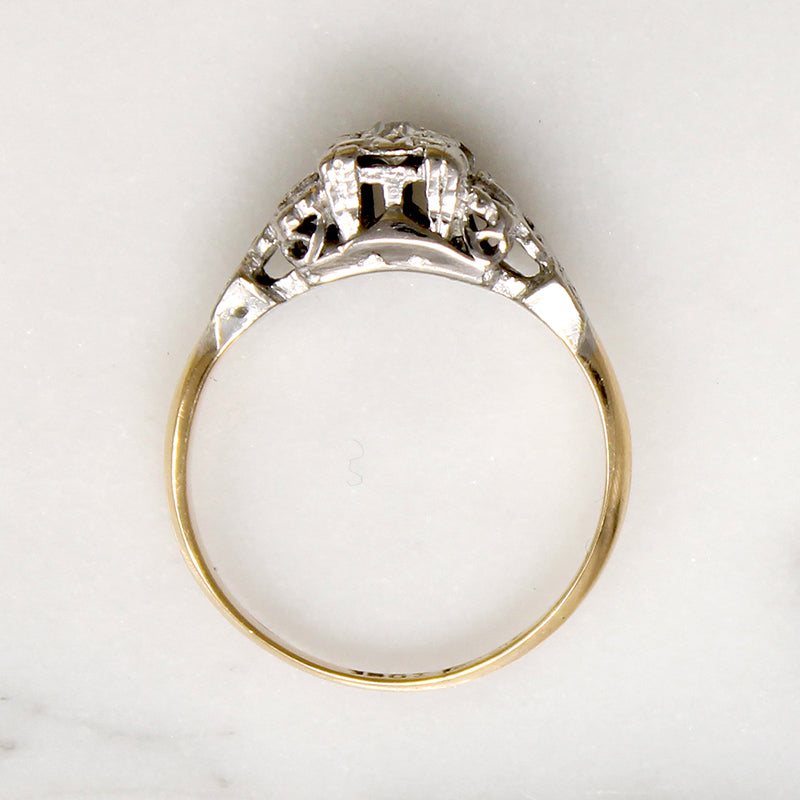 Old European Cut Diamond in Ornate English Ring