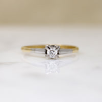 Platinum & 18ct Gold Retro Diamond Solitaire Ring