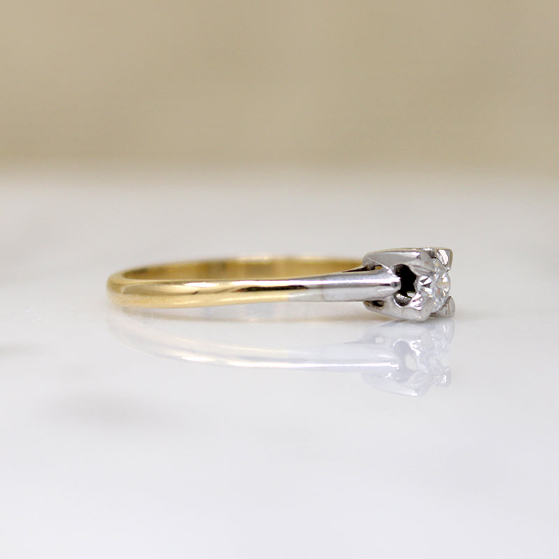 Platinum & 18ct Gold Retro Diamond Solitaire Ring