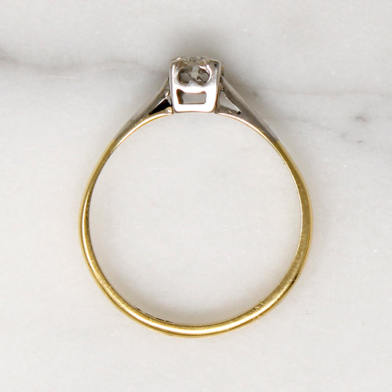 Platinum & 18ct Gold Retro Diamond Solitaire Ring