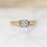 Dainty Old Mine Cushion Cut Diamond Solitaire Ring