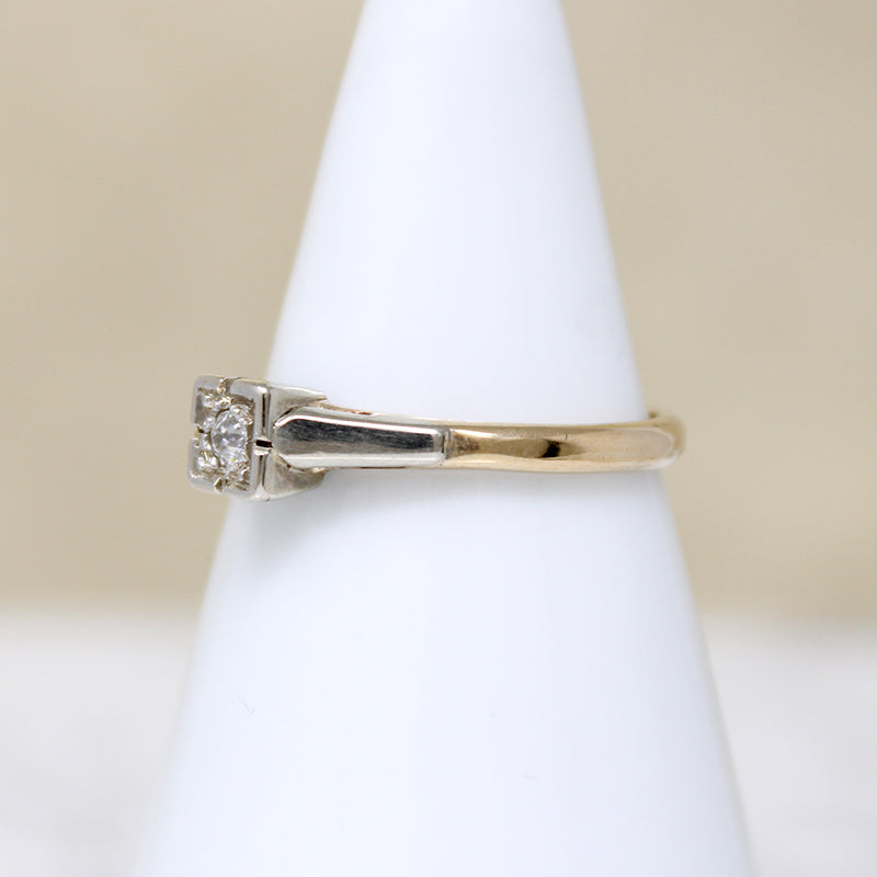 Flirty Old Mine Cut Diamond in 9ct Gold & Platinum Solitaire