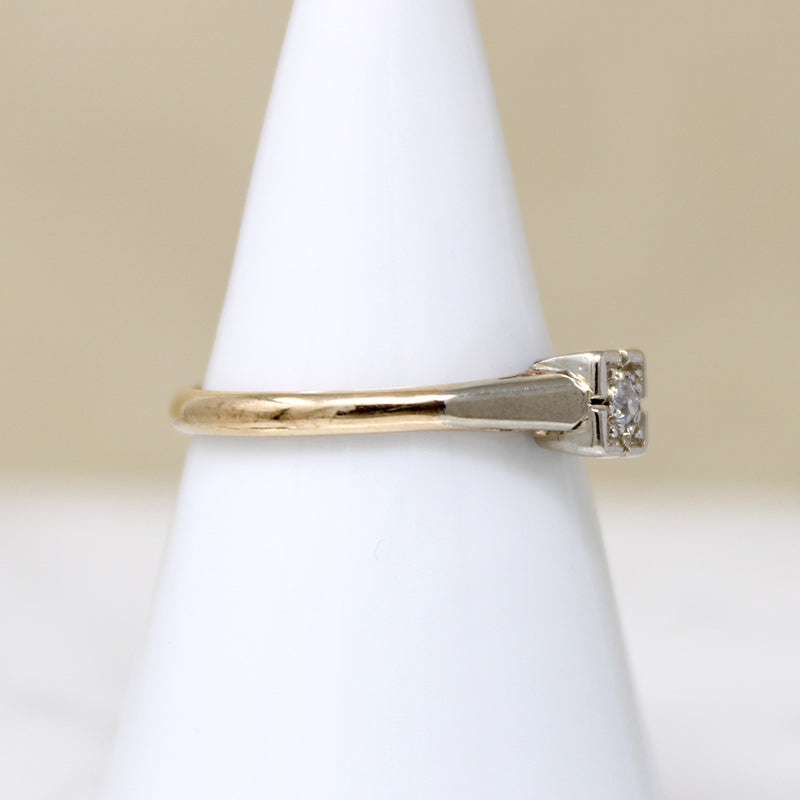 Flirty Old Mine Cut Diamond in 9ct Gold & Platinum Solitaire