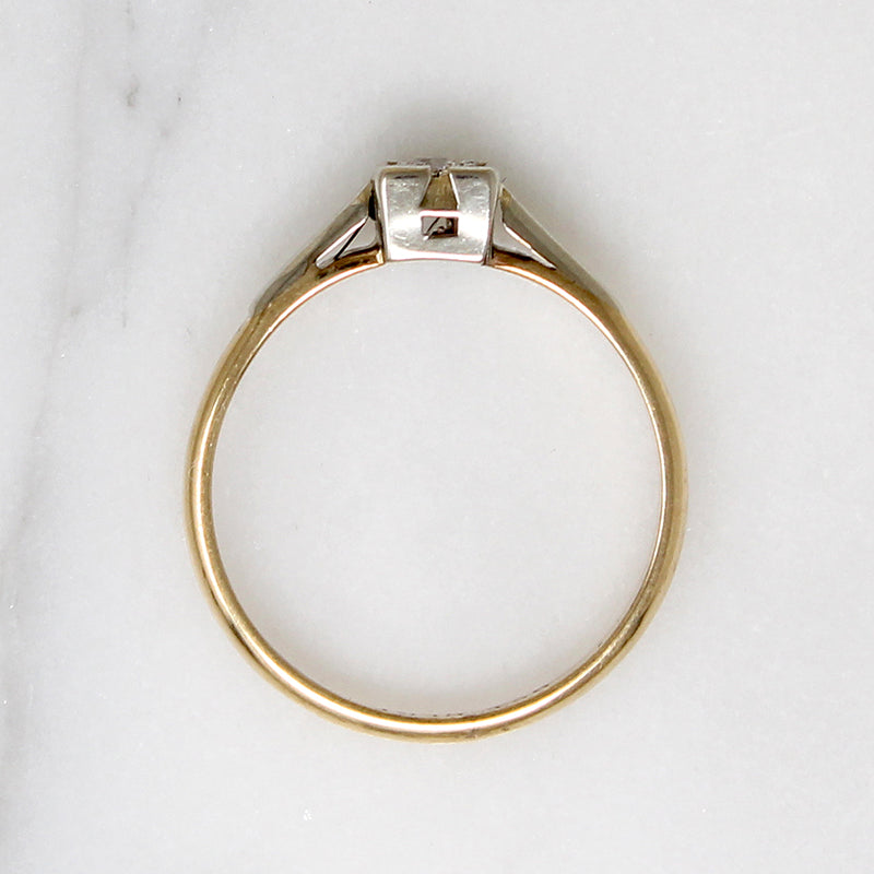 Flirty Old Mine Cut Diamond in 9ct Gold & Platinum Solitaire