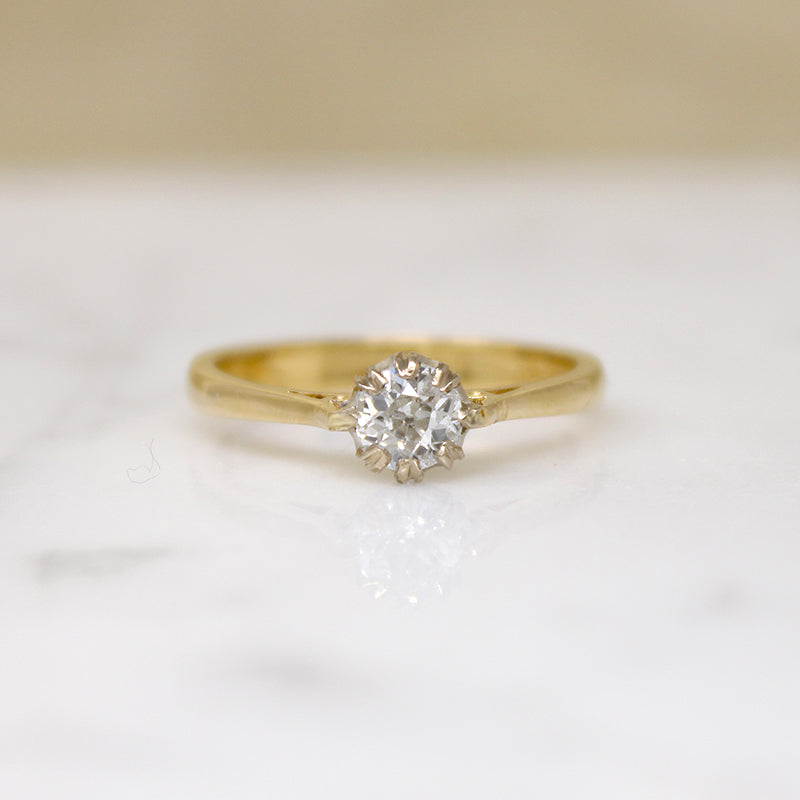Simply Lovely English Old European Cut Diamond Solitaire