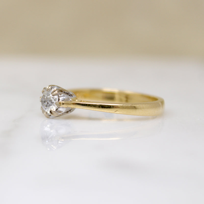 Simply Lovely English Old European Cut Diamond Solitaire