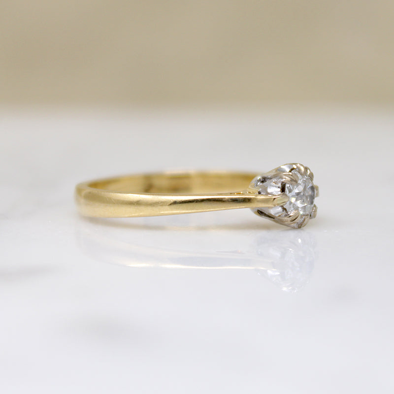 Simply Lovely English Old European Cut Diamond Solitaire