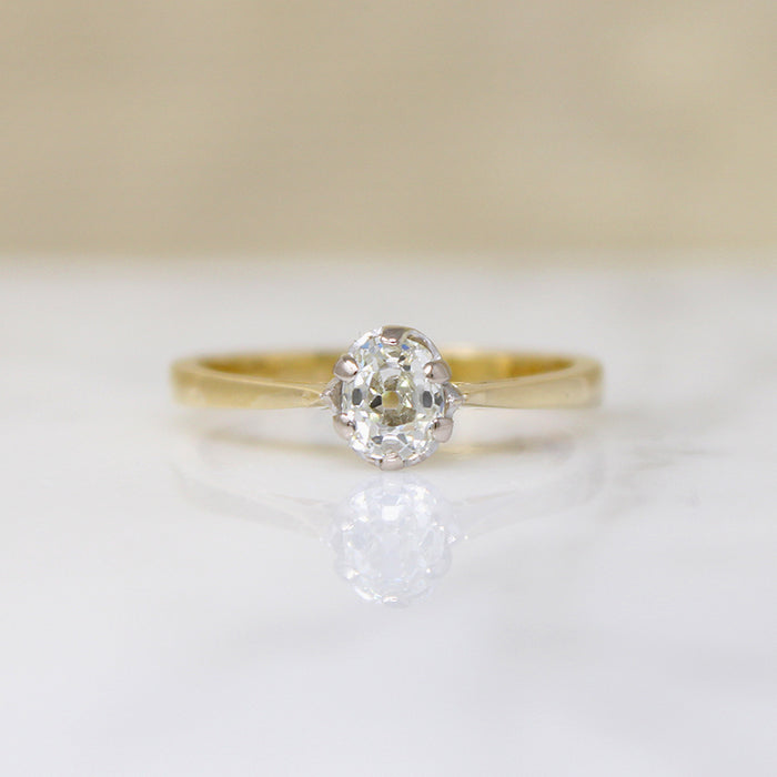 Antique Oval Old Mine Cut Diamond in Revival Ring