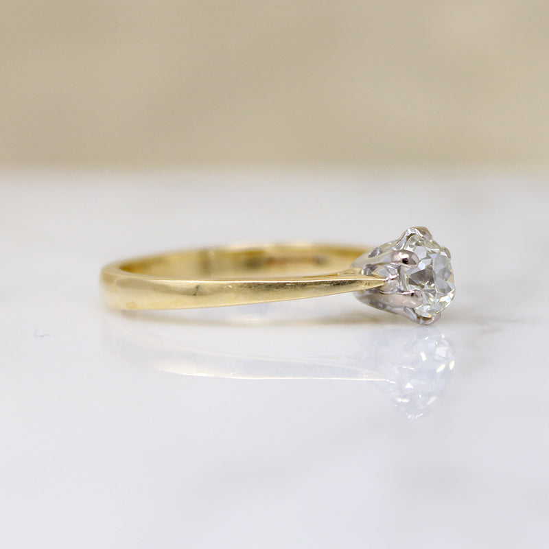 Antique Oval Old Mine Cut Diamond in Revival Ring