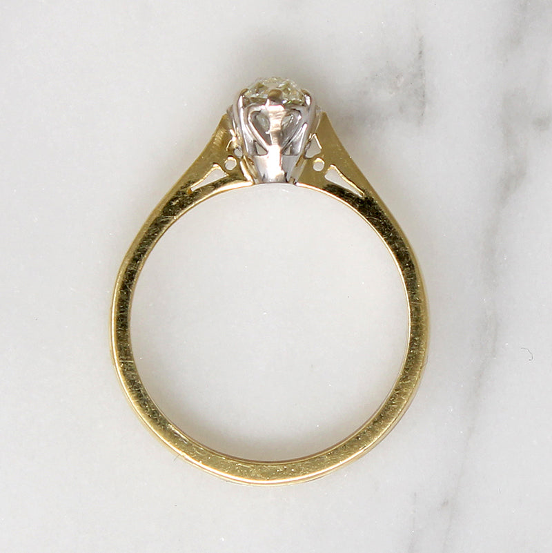Antique Oval Old Mine Cut Diamond in Revival Ring