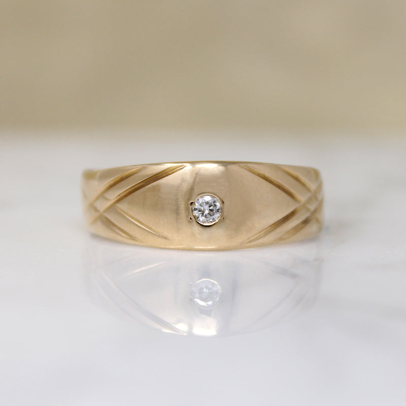 Tasteful Diamond-Set Size 11.5 Gold Band
