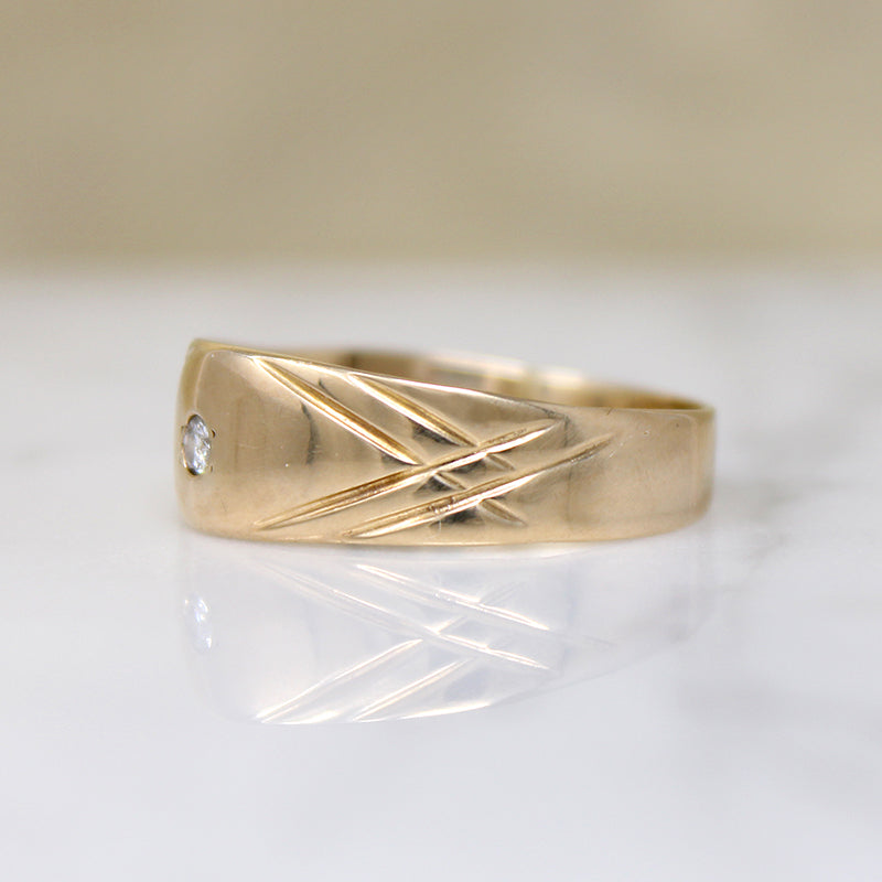 Tasteful Diamond-Set Size 11.5 Gold Band