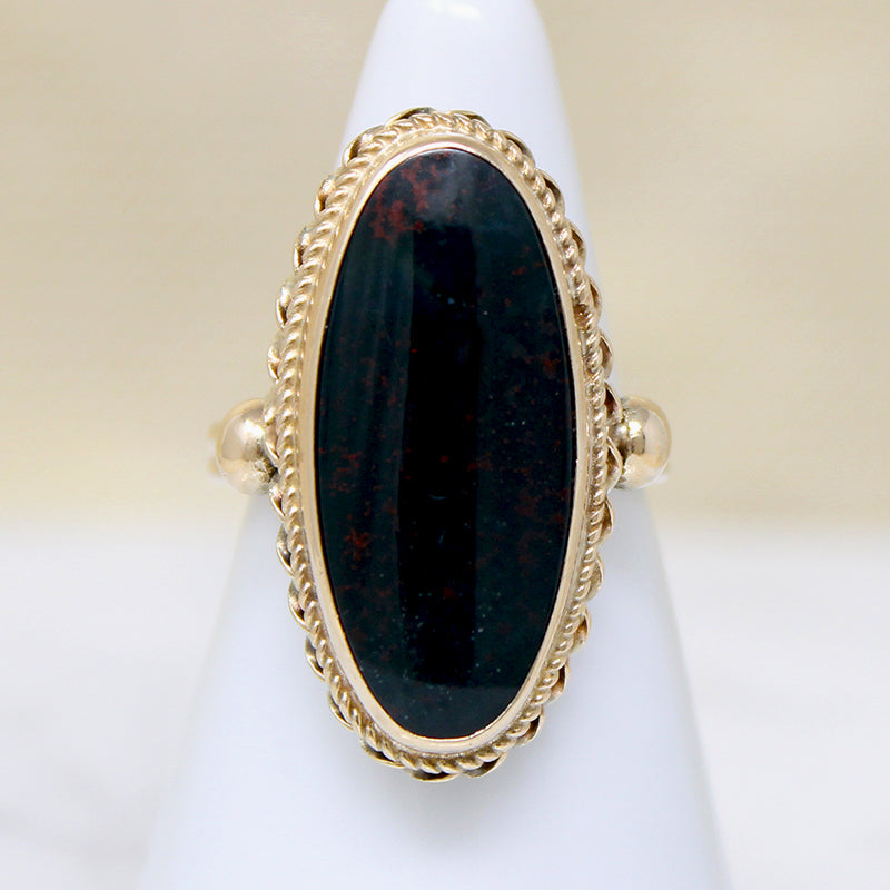 Seductive Deepest Green Bloodstone & Gold Ring
