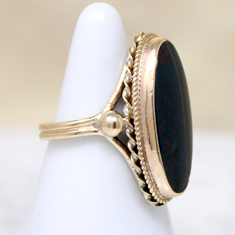 Seductive Deepest Green Bloodstone & Gold Ring