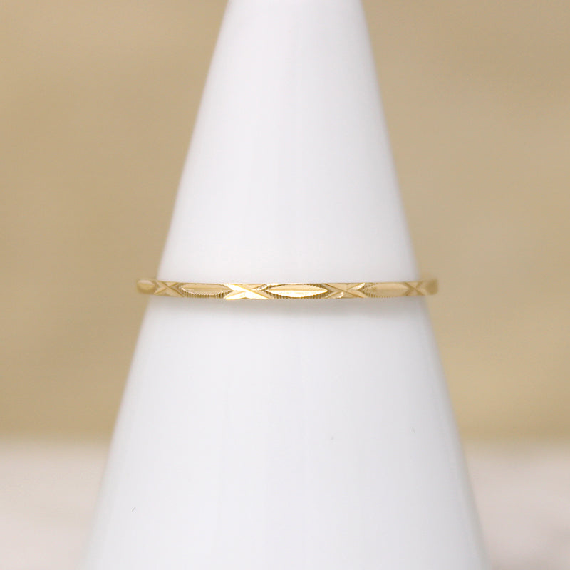 Very Slender Engraved 14k Gold Bands