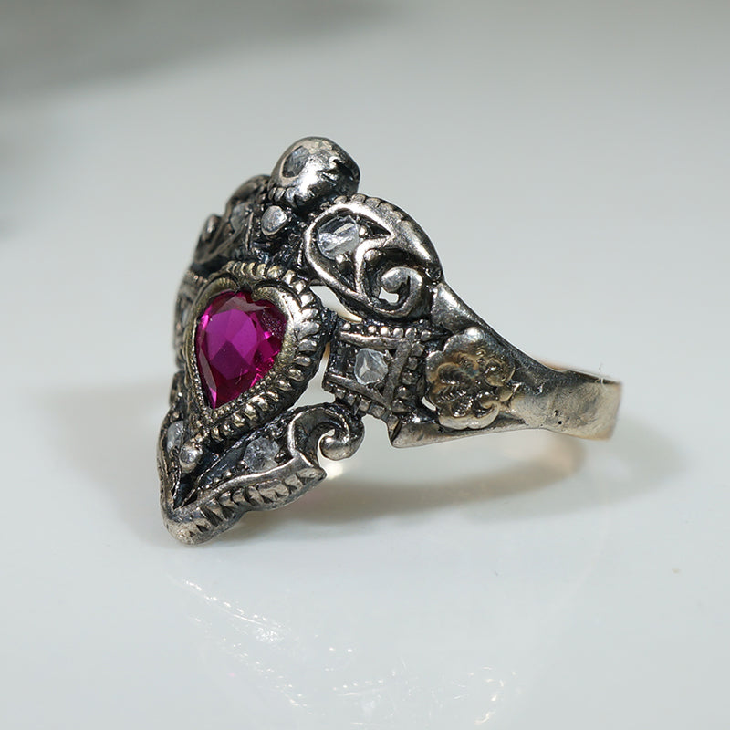 Silver and Gold Heart Ring Circa 1820