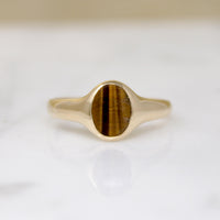 Tiger's Eye in Buttery Gold Signet Ring