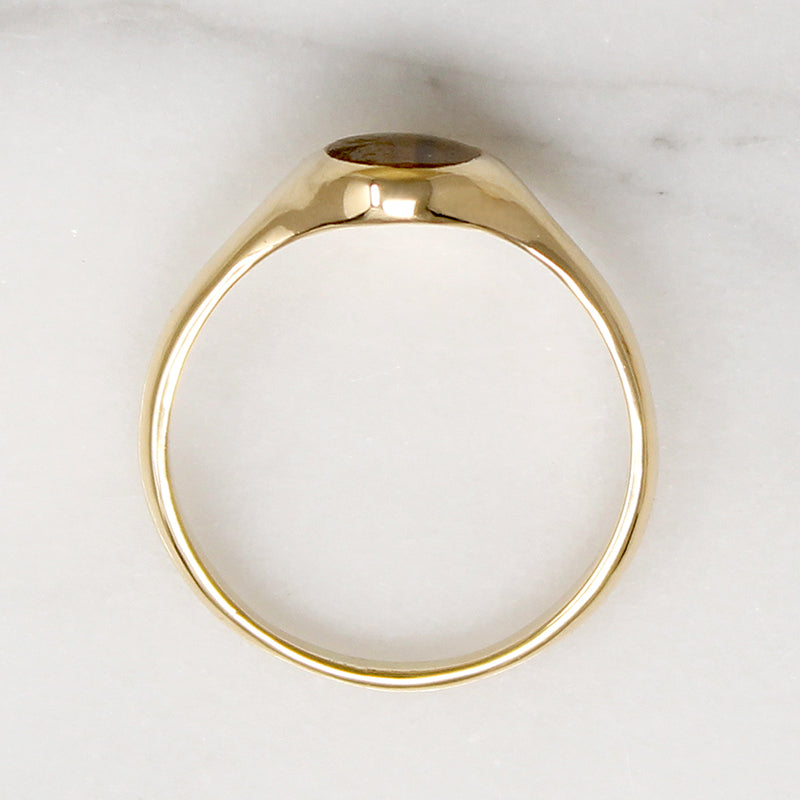 Tiger's Eye in Buttery Gold Signet Ring