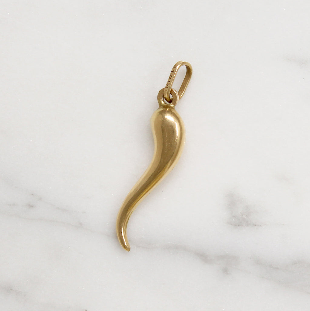 Vintage 14k Gold Italian Cornetto Charm