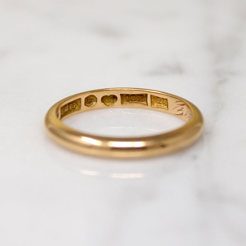 Vintage 18k Gold Band with Swedish Hallmarks