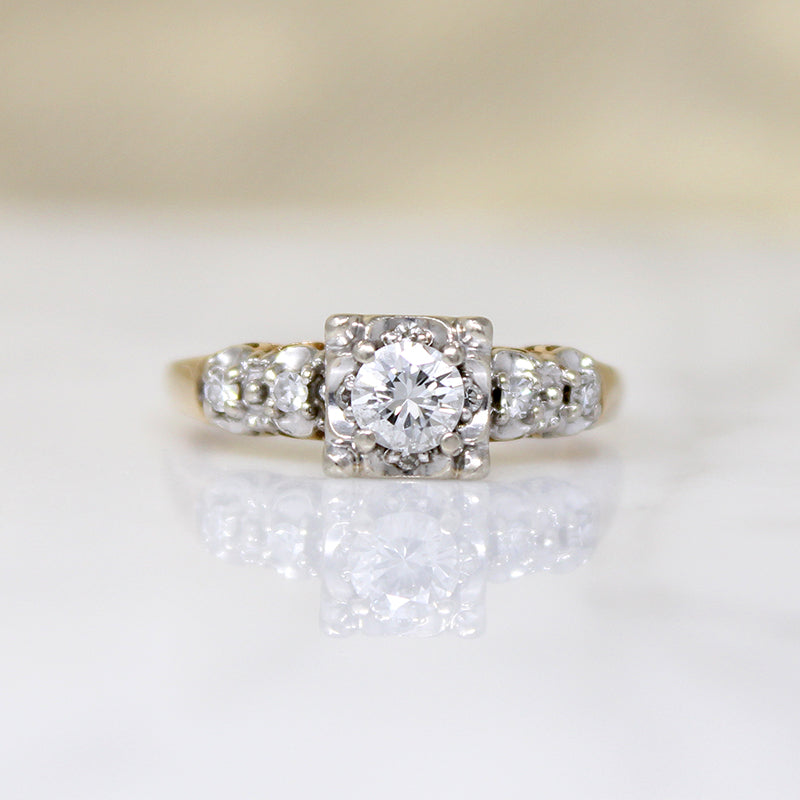 Classic 1940s Two-Tone Gold & Diamond Engagement Ring