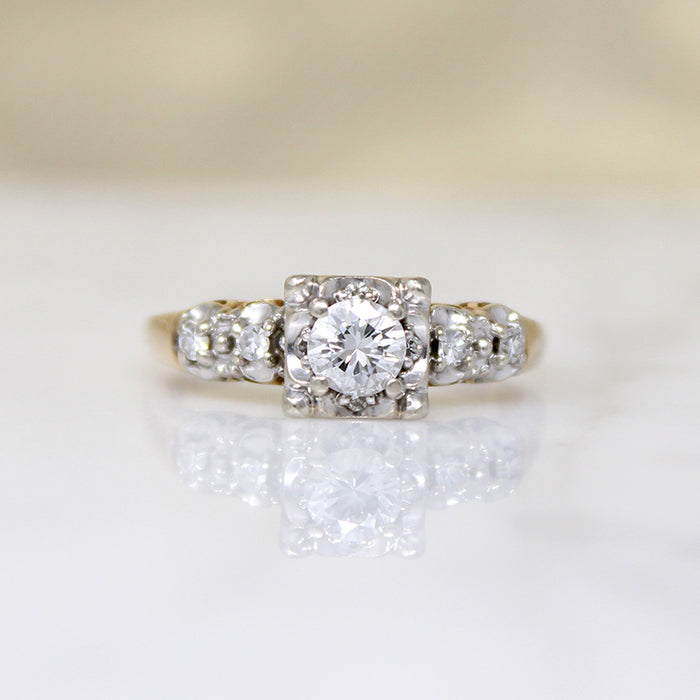 Classic 1940s Two-Tone Gold & Diamond Engagement Ring