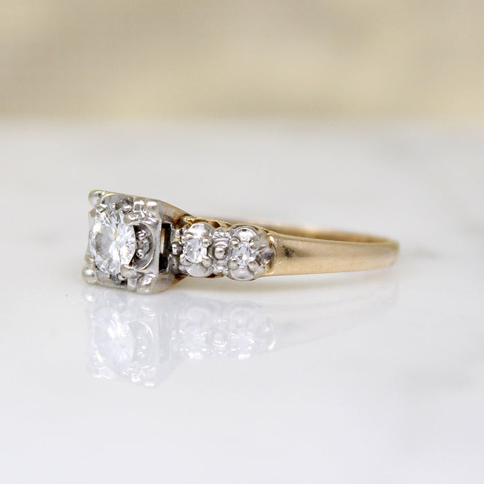 Classic 1940s Two-Tone Gold & Diamond Engagement Ring