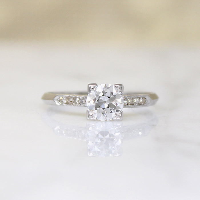 Dazzling Old Euro Diamond in Timeless Platinum Ring