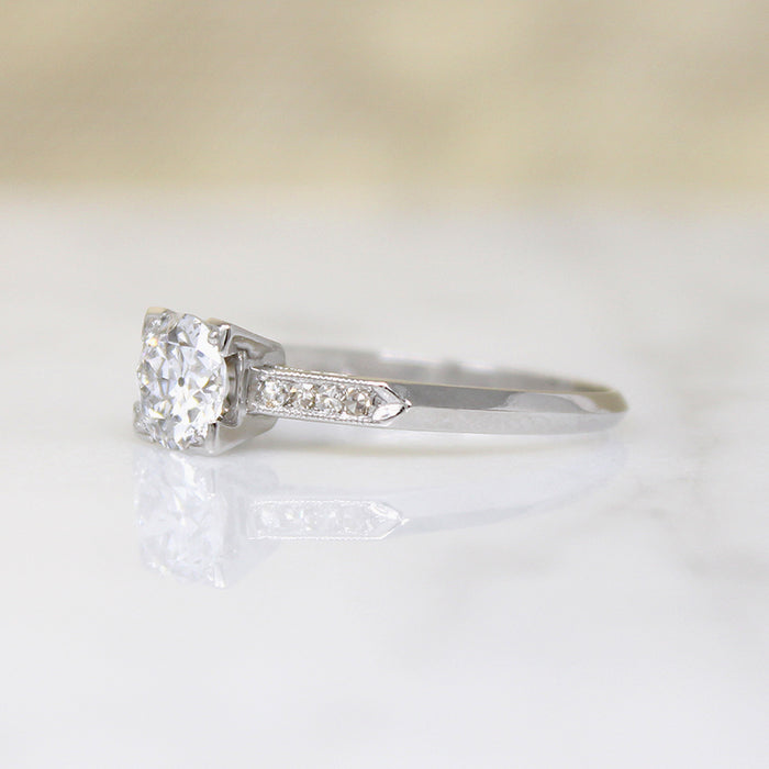 Dazzling Old Euro Diamond in Timeless Platinum Ring