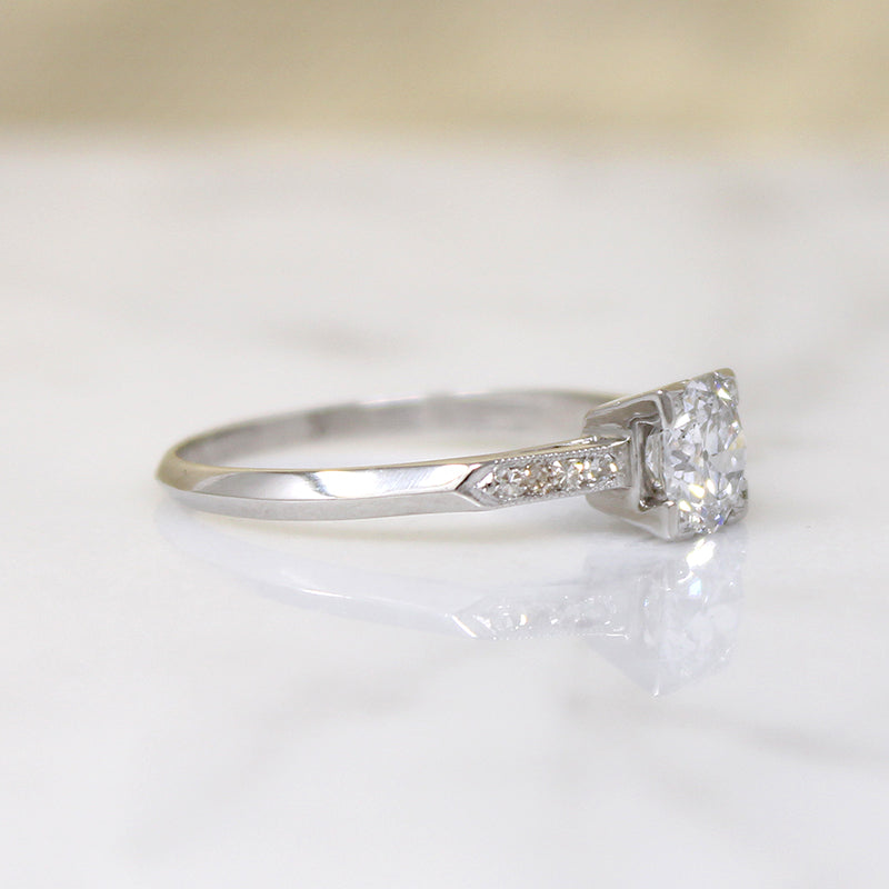 Dazzling Old Euro Diamond in Timeless Platinum Ring