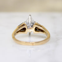 Dramatic Moval Diamond Ring with Baguette Accents