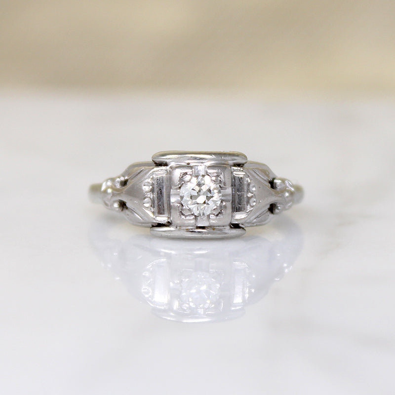 Old European Cut Diamond in 18k White Gold Jabel Ring
