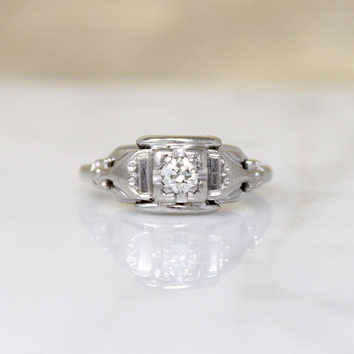 Old European Cut Diamond in 18k White Gold Jabel Ring