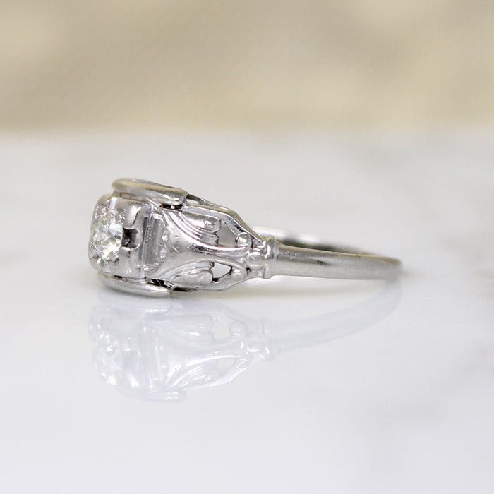 Old European Cut Diamond in 18k White Gold Jabel Ring