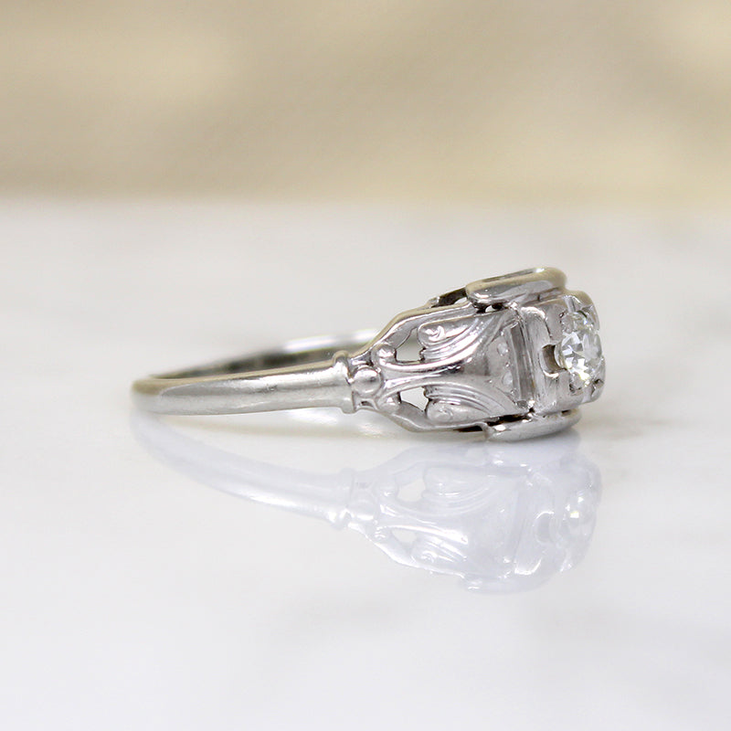 Old European Cut Diamond in 18k White Gold Jabel Ring