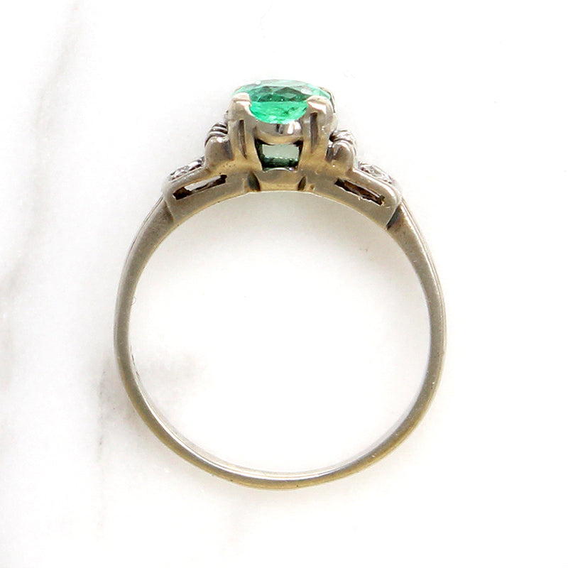 I&Z Radiant Emerald & Diamond Retro Ring