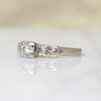 Sweet Diamond & White Gold Ring with Engraved Flowers
