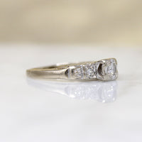Sweet Diamond & White Gold Ring with Engraved Flowers
